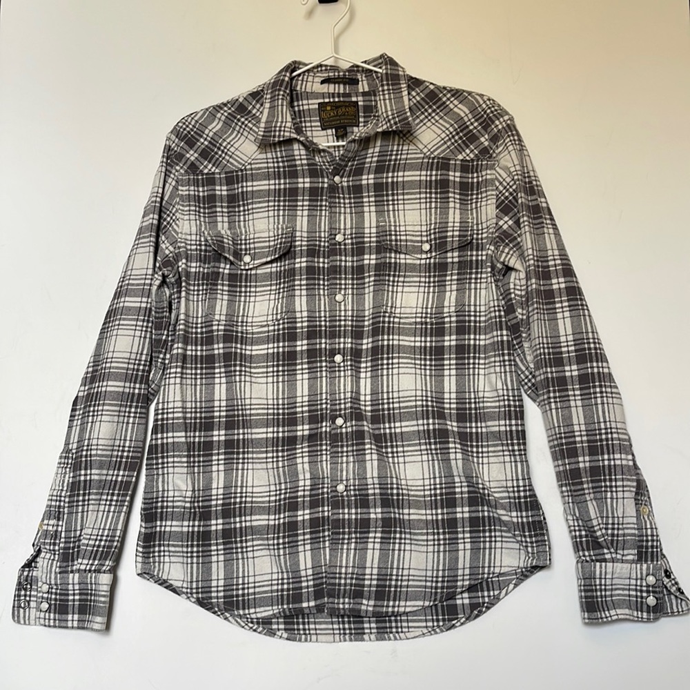 Lucky Brand Plaid Long Sleeve | black/gray/white | Small